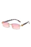 HCHES Lunettes de soleil en cristal sans monture uniques pour femmes Vintage Gradient Small Sqaure Strass Shiny Lunettes de s