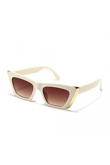 HCHES Lunettes de soleil de luxe en métal doré avec monture en œil de chat Femmes Trendy Black Shades Street Eyewear Big Fram