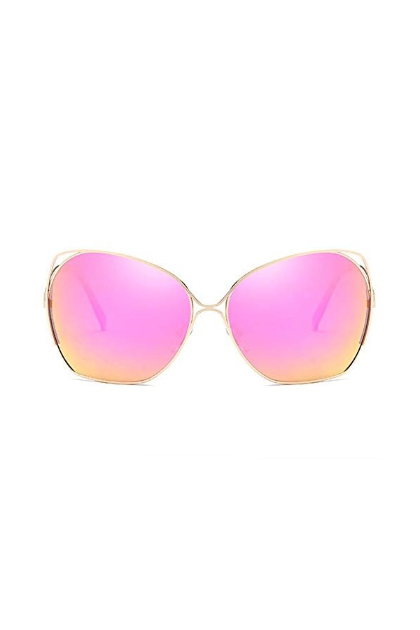 Raxinbang Lunettes de Soleil Nouveau Matériau De Mode Classique en Métal Coloré UV400 Lunettes De Soleil Vert/Lentille Rose C