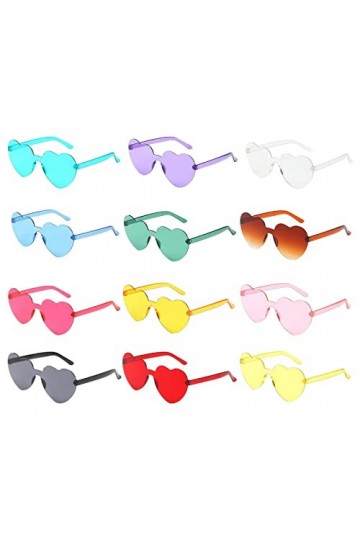 Povanjer 5 paires lunettes soleil en forme cœur pour femme – Lunettes damour sans monture – Accessoires photo, cadeaux Saint