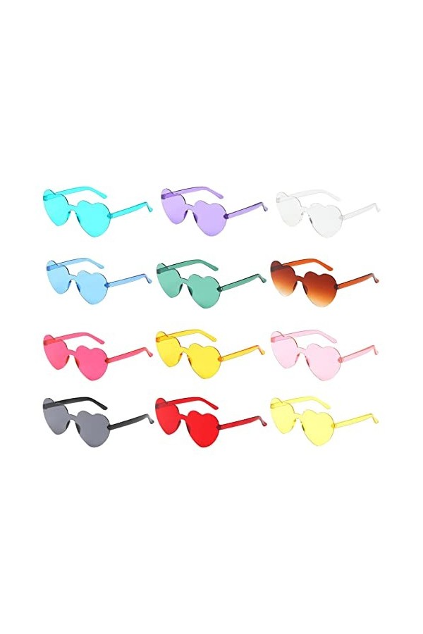Povanjer 5 paires lunettes soleil en forme cœur pour femme – Lunettes damour sans monture – Accessoires photo, cadeaux Saint