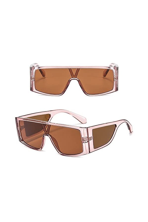 Rectangle Frame Fashion Lunettes de soleil Tendances Designer surdimensionné Luxe One-Pieces Lunettes de soleil blanches Hip 
