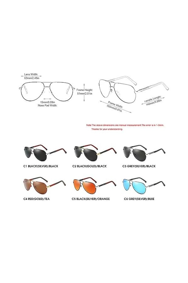 HCHES Lunettes de soleil polarisées hommes métal anti-éblouissement conduite hommes lunettes de soleil femmes lunettes de ple