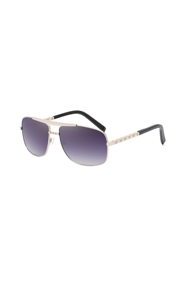 XNASU Lunettes de soleil carrées vintage pour hommes, monture en métal, lunettes de soleil rectangulaires, argent noir, taill