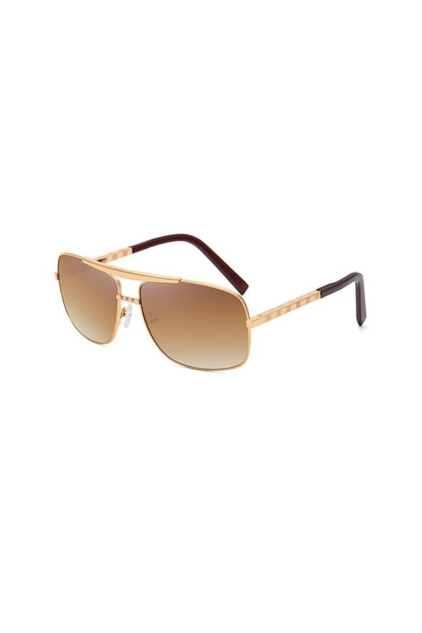 XNASU Lunettes de soleil carrées vintage pour hommes, monture en métal, lunettes de soleil rectangulaires, argent noir, taill