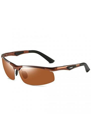 Raxinbang Lunettes de Soleil Lunettes De Soleil UV400 Anti-éblouissantes en Matériau Aluminium-magnésium Polarisé Marron Tend