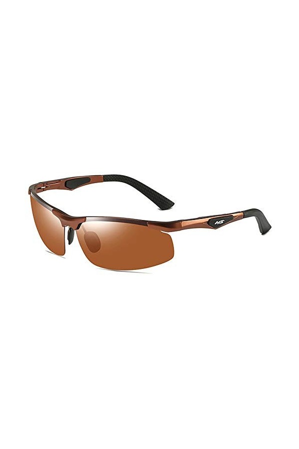 Raxinbang Lunettes de Soleil Lunettes De Soleil UV400 Anti-éblouissantes en Matériau Aluminium-magnésium Polarisé Marron Tend