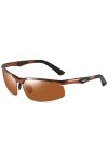 Raxinbang Lunettes de Soleil Lunettes De Soleil UV400 Anti-éblouissantes en Matériau Aluminium-magnésium Polarisé Marron Tend