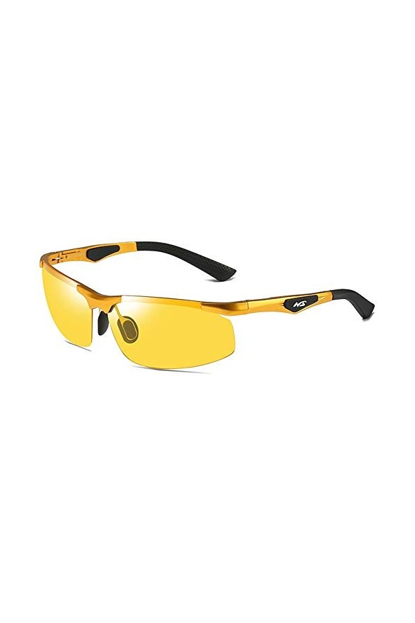 Raxinbang Lunettes de Soleil Lunettes De Soleil UV400 Anti-éblouissement en Matériau Aluminium-magnésium Polarisé Noir/Or/Arg