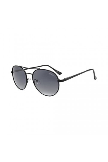 Lee Cooper Lunettes de soleil rondes classiques pour homme et femme - Rétro vintage, Monture - Noir | Lentille - Gris dégradé