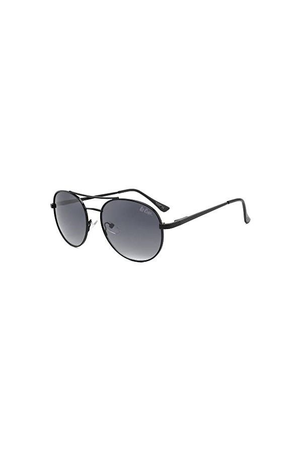 Lee Cooper Lunettes de soleil rondes classiques pour homme et femme - Rétro vintage, Monture - Noir | Lentille - Gris dégradé