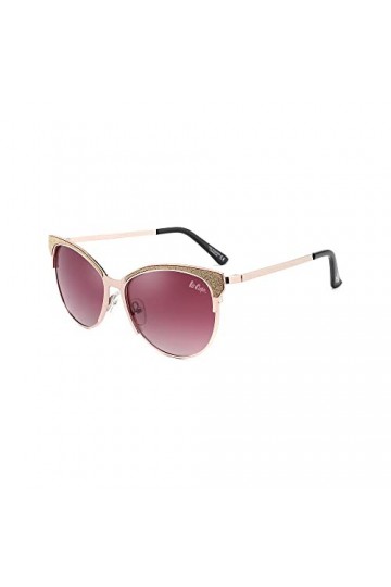 Lee Cooper Lunettes de soleil polarisées œil de chat pour femme - Protection UV, Monture - Or | Verres - Rose dégradé, Taille