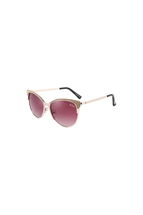 Lee Cooper Lunettes de soleil polarisées œil de chat pour femme - Protection UV, Monture - Or | Verres - Rose dégradé, Taille