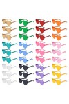 NACHLYNN Lot de 36 paires de lunettes de soleil en forme de cœur pour femme - 12 couleurs - Lunettes de soleil transparentes 
