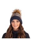 VIVISENCE Bonnet À Pompon 7024, Bleu Foncé,UNI