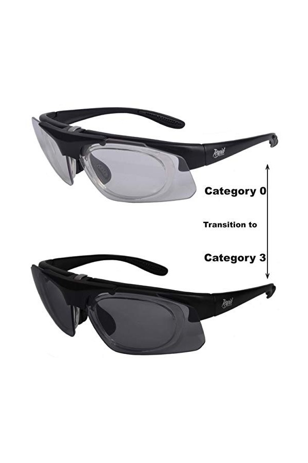 Rapid Eyewear monture de lunettes de soleil de sport photochromiques pour verres correcteurs. Passer de clair à catégorie 3. 