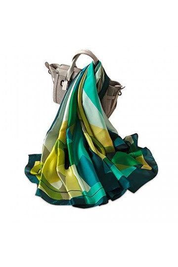 LumiSyne Foulards En Soie Rétro Imprimé Motif Géométrique Rayures Écharpe Doux Chaud dAutomne Hiver Etoles Châle De Plage To