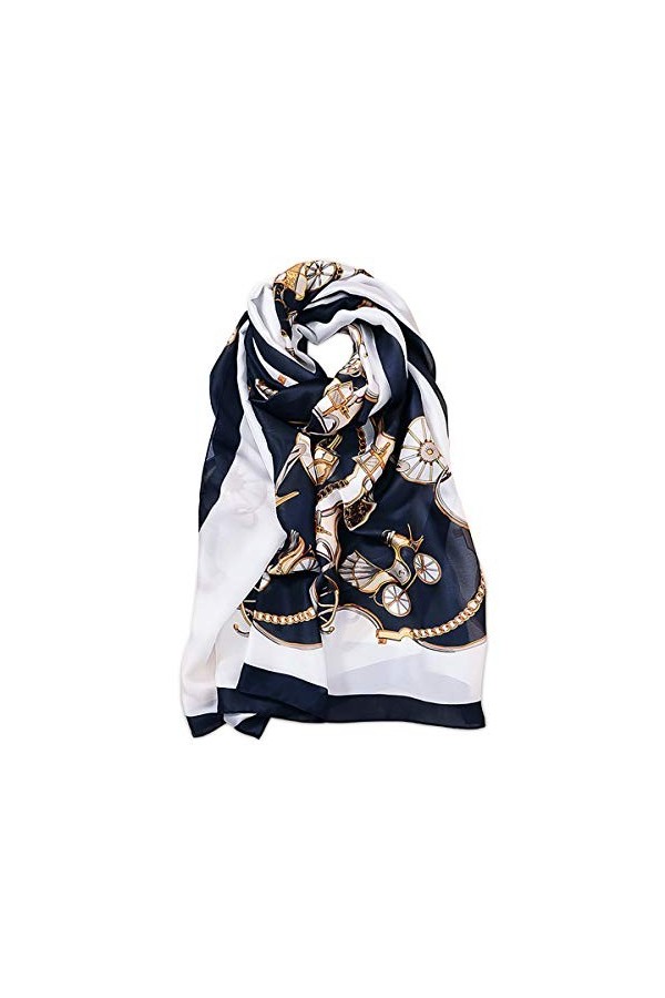 LumiSyne Foulards En Soie Rétro Imprimé Motif Géométrique Rayures Écharpe Doux Chaud dAutomne Hiver Etoles Châle De Plage To