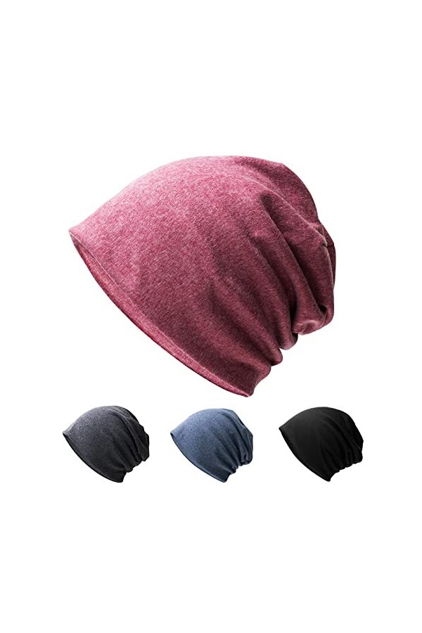 Hurinan Bonnet ample unisexe en jersey avec tête de mort - Bonnet classique - Léger et doux - En coton tricoté - Pour homme e