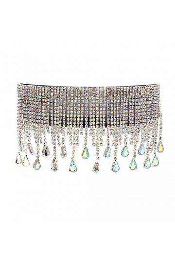 HCHES Lunettes de soleil Lunettes de soleil Femmes Gland Cristal Diamant Lunettes de Soleil Masque Steampunk Lunettes de Prot