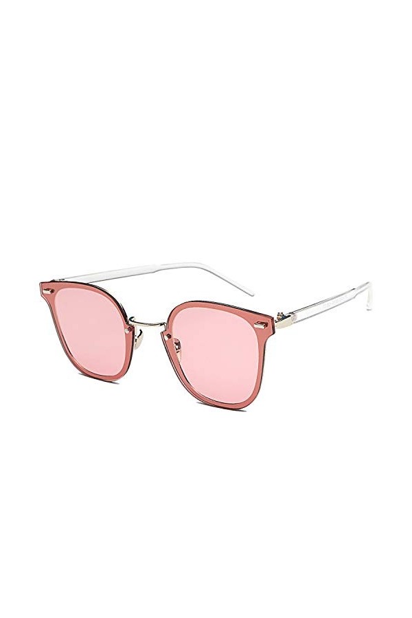 QINGZHOU Lunettes de soleil, rétro carré transparent océan tôle rivet lunettes de soleil femmes personnalité à la mode lunett