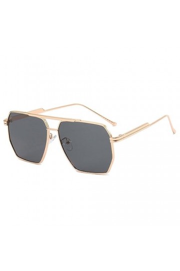 HPIRME Lunettes de soleil à monture carrée en métal surdimensionnée pour femmes hommes Vintage lunettes de soleil rétro lunet
