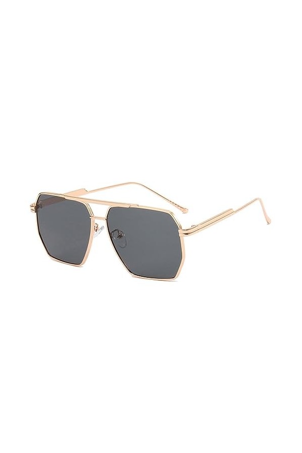 HPIRME Lunettes de soleil à monture carrée en métal surdimensionnée pour femmes hommes Vintage lunettes de soleil rétro lunet
