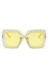 ZJJZ Lunettes de soleil hommes et femmes mode grand cadre diamant lunettes de soleil tendance all-match rue tir passerelle ca