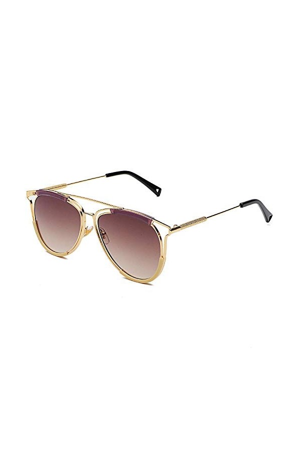 QINGZHOU Lunettes De Soleil,Homme Sauvage Hipster Street Shot Lunettes De Soleil Femmes, Jambes DOr Riz Violet Double Platea