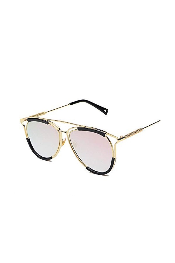 QINGZHOU Lunettes De Soleil,Homme Sauvage Hipster Street Shot Lunettes De Soleil Femmes, Jambes DOr Riz Violet Double Platea