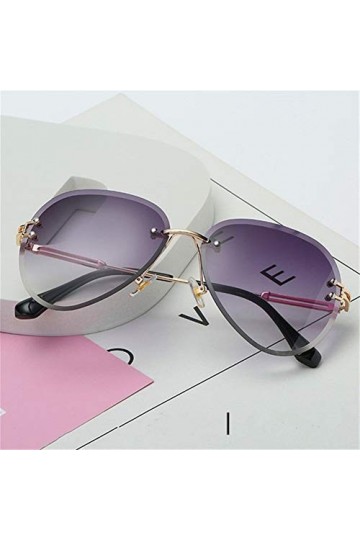 Lunettes de soleil femme Cadre en métal dégradé Shades coupe lentilles sans monture Lunettes de soleil femmes Lunettes de sol