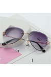 Lunettes de soleil femme Cadre en métal dégradé Shades coupe lentilles sans monture Lunettes de soleil femmes Lunettes de sol