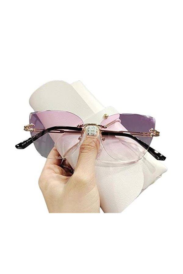 MAYABI Lunettes de Soleil, Lunettes de Soleil Femmes,Lunettes de Soleil Lunettes de Soleil œil de Chat sans Monture Femmes La