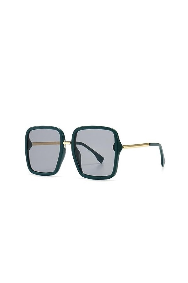 Lunettes de Soleil Femmes Lunettes rétro Femmes Hommes Lunettes de Soleil carrées surdimensionnées pour Femme, Vert Gris, Tai