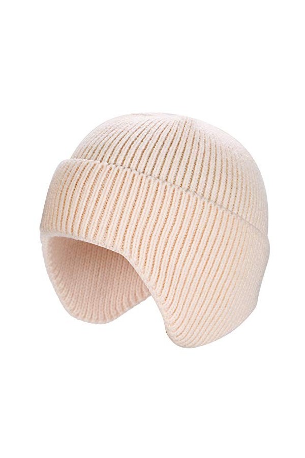 ElifeAcc Bonnet unisexe avec cache-oreilles en tricot chaud et coupe-vent, gris, M