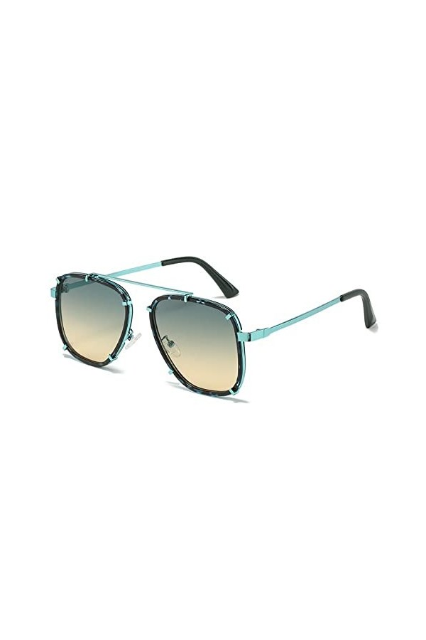 HPIRME Lunettes de soleil carrées en métal femmes Vintage Punk lunettes de soleil femmes nuances hommes, Green2928, taille un