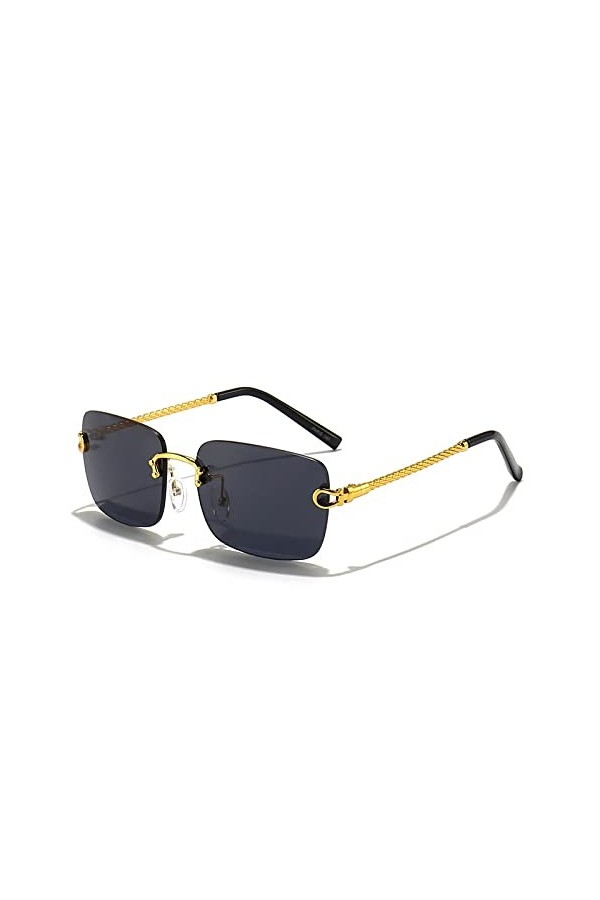 HCHES Lunettes de soleil sans monture hommes carré luxe Vintage lunettes de soleil femmes revêtement conduite lunettes UV400,