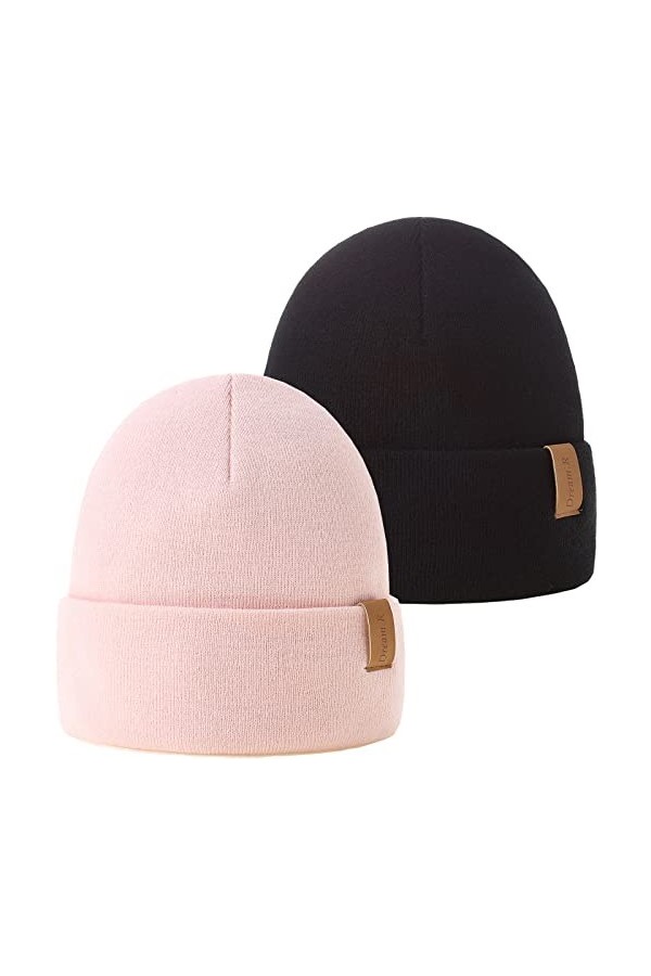 AHAHA 2PCS Bonnet Femme Bonnet dhiver Chaud pour Femme Bonnet Bouffant Doux & Chaud