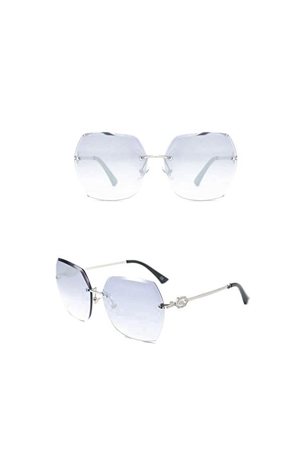 QINGZHOU Lunettes De Soleil,Lunettes De Soleil Sans Monture À Monture Diamant, Monture Femme Avec Lunettes Diamant, Monture A
