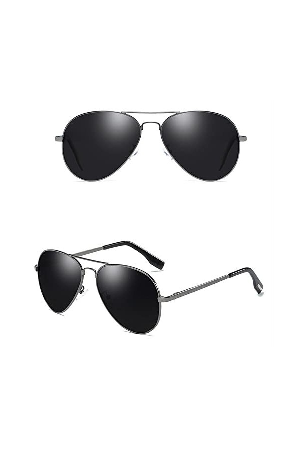 HCHES Lunettes de soleil polarisées Fashion Black Shades Lunettes de soleil miroir pour femmes rétro classiques Conduite Lune