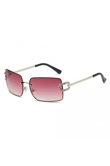 Lunettes de soleil carrées sans monture pour femmes Vintage alliage strass brillant lunettes de soleil hommes Hip Hop lunette