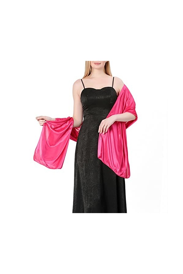 Châle en satin de soie pour femme - Pour robe de soirée, mariée, demoiselle dhonneur, mariage, Rouge vin fin., taille unique