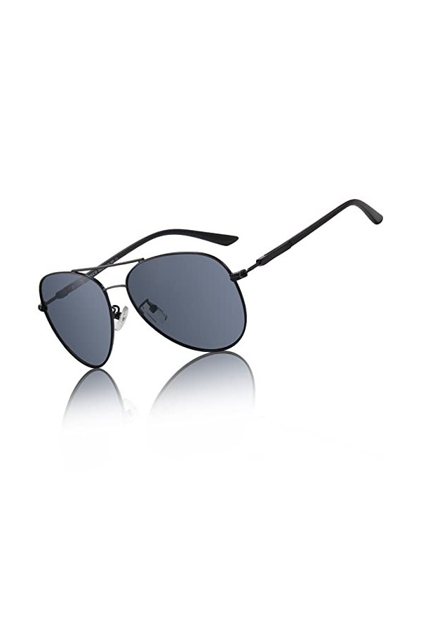 DUCO Lunettes de soleil polarisées de qualité supérieure pour homme et femme - Protection UV 100 % 3027, Noir , 60