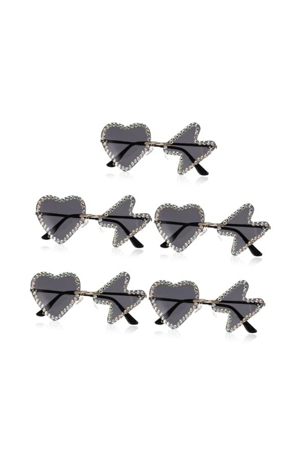 TENDYCOCO 5 Paires Lunettes De Soleil Hip-hop Cadeaux De Fête Pour Les Enfants Lunettes De Soleil En Forme De Coeur Célibatai