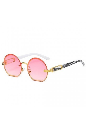 HPIRME Lunettes de soleil à jambe marbrée demi-ronde pour femmes Lunettes de soleil dégradées Femme Nuances sans monture Uv40