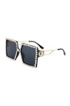 FOOOZ Carré diamant lunettes de soleil femmes hommes Vintage surdimensionné nuances femme luxe dégradé extérieur dame lunette