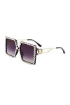 FOOOZ Carré diamant lunettes de soleil femmes hommes Vintage surdimensionné nuances femme luxe dégradé extérieur dame lunette