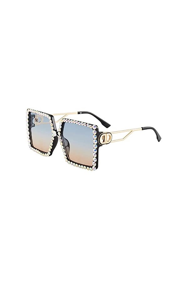 FOOOZ Carré diamant lunettes de soleil femmes hommes Vintage surdimensionné nuances femme luxe dégradé extérieur dame lunette