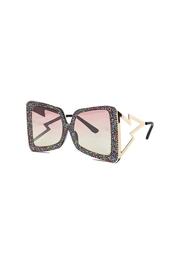 NIUASH Lunettes de Soleil polarisées Lunettes de Soleil carrées Femmes Luxe Strass Nuances surdimensionnées pour Hommes Lunet