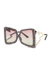 NIUASH Lunettes de Soleil polarisées Lunettes de Soleil carrées Femmes Luxe Strass Nuances surdimensionnées pour Hommes Lunet
